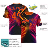 Custom Orange Pink-Dark Purple 3D Pattern Design Gradient Sport Wear Performance T-Shirt