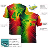 Custom Red Grass Green-Yellow 3D Pattern Design Gradient Sport Wear Performance T-Shirt