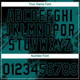 Custom Black Teal 3D Pattern Design Abstract Brush Stroke Performance T-Shirt