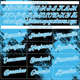 Custom Black Sky Blue-White 3D Pattern Design Abstract Brush Stroke Performance T-Shirt