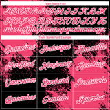 Custom Black Neon Pink-White 3D Pattern Design Abstract Brush Stroke Performance T-Shirt