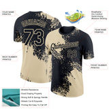 Custom Black Cream 3D Pattern Design Abstract Brush Stroke Performance T-Shirt