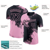 Custom Black Light Pink 3D Pattern Design Abstract Brush Stroke Performance T-Shirt
