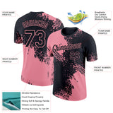 Custom Black Medium Pink 3D Pattern Design Abstract Brush Stroke Performance T-Shirt