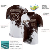 Custom Brown White 3D Pattern Design Abstract Brush Stroke Performance T-Shirt