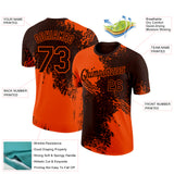 Custom Brown Orange 3D Pattern Design Abstract Brush Stroke Performance T-Shirt