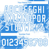 Custom White Powder Blue 3D Pattern Design Abstract Brush Stroke Performance T-Shirt