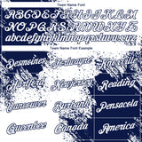 Custom White Navy 3D Pattern Design Abstract Brush Stroke Performance T-Shirt