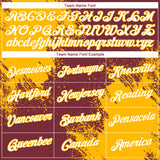 Custom Burgundy White-Gold 3D Pattern Design Abstract Brush Stroke Performance T-Shirt