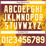 Custom Burgundy White-Gold 3D Pattern Design Abstract Brush Stroke Performance T-Shirt