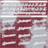 Custom Burgundy White-Gray 3D Pattern Design Abstract Brush Stroke Performance T-Shirt