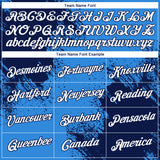 Custom Powder Blue White-Navy 3D Pattern Design Abstract Brush Stroke Performance T-Shirt