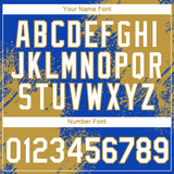 Custom Thunder Blue White-Old Gold 3D Pattern Design Abstract Brush Stroke Performance T-Shirt