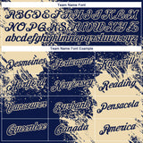 Custom Navy Cream 3D Pattern Design Abstract Brush Stroke Performance T-Shirt