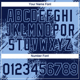 Custom Navy Light Blue 3D Pattern Design Abstract Brush Stroke Performance T-Shirt