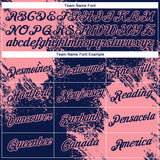 Custom Navy Medium Pink 3D Pattern Design Abstract Brush Stroke Performance T-Shirt