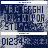 Custom Navy Gray 3D Pattern Design Abstract Brush Stroke Performance T-Shirt