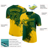 Custom Green Yellow 3D Pattern Design Abstract Brush Stroke Performance T-Shirt