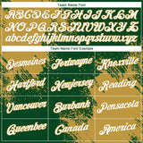 Custom Green White-Old Gold 3D Pattern Design Abstract Brush Stroke Performance T-Shirt