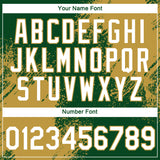 Custom Green White-Old Gold 3D Pattern Design Abstract Brush Stroke Performance T-Shirt