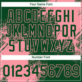 Custom Green Medium Pink 3D Pattern Design Abstract Brush Stroke Performance T-Shirt