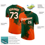 Custom Green White-Orange 3D Pattern Design Abstract Brush Stroke Performance T-Shirt