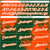 Custom Green White-Orange 3D Pattern Design Abstract Brush Stroke Performance T-Shirt