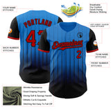 Custom Electric Blue Red-Black 3D Pattern Design Gradient Geometric Shape Authentic Baseball Jersey