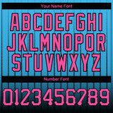 Custom Sky Blue Pink-Black 3D Pattern Design Gradient Geometric Shape Authentic Baseball Jersey