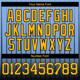 Custom Light Blue Gold-Black 3D Pattern Design Gradient Geometric Shape Authentic Baseball Jersey