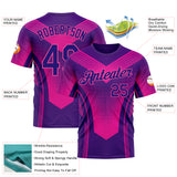 Custom Dark Purple Pink 3D Pattern Design Gradient Neon Sport Wear Performance T-Shirt