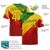 Custom Green Yellow-Red 3D Pattern Design Africa Spain Sport Wear Performance T-Shirt