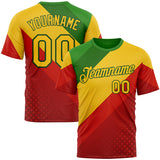 Custom Green Yellow-Red 3D Pattern Design Africa Spain Sport Wear Performance T-Shirt