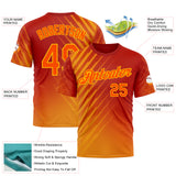Custom Red Orange-Yellow 3D Pattern Design Spain Sport Wear Performance T-Shirt