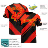 Custom Black Fire Red-Yellow 3D Pattern Design Patriot USA Heat Sport Wear Performance T-Shirt