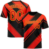 Custom Black Fire Red-Yellow 3D Pattern Design Patriot USA Heat Sport Wear Performance T-Shirt