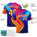 Custom Deep Pink Yellow-Blue 3D Pattern Design Neon Chromatic Sport Wear Performance T-Shirt