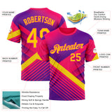 Custom Pink Yellow Purple-Deep Pink 3D Pattern Design Gradient Neon Sport Wear Performance T-Shirt