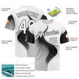 Custom White Black 3D Pattern Design Monochrome Curve Line Sport Wear Performance T-Shirt