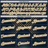 Custom Navy Old Gold-White 3D Pattern Design Geometric Shape Sport Wear Performance T-Shirt