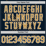 Custom Navy Old Gold-White 3D Pattern Design Geometric Shape Sport Wear Performance T-Shirt
