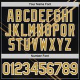Custom Black Old Gold-White 3D Pattern Design Geometric Shape Sport Wear Performance T-Shirt