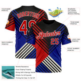 Custom Black Red Blue-White 3D Pattern Design USA Inspired America Sport Wear Performance T-Shirt