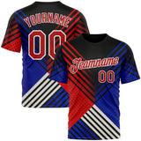 Custom Black Red Blue-White 3D Pattern Design USA Inspired America Sport Wear Performance T-Shirt