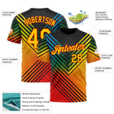 Custom Black Yellow-Red 3D Pattern Design Africa Sport Wear Performance T-Shirt