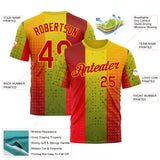 Custom Red Green-Yellow 3D Pattern Design Gradient Spain Sport Wear Performance T-Shirt
