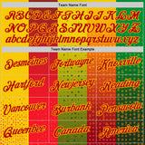 Custom Red Green-Yellow 3D Pattern Design Gradient Spain Sport Wear Performance T-Shirt