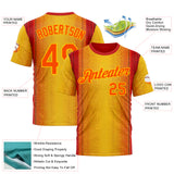 Custom Yellow Orange 3D Pattern Design Gradient Spain Sport Wear Performance T-Shirt