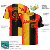 Custom Yellow Red-Black 3D Pattern Design Germany Sport Wear Performance T-Shirt
