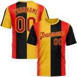 Custom Yellow Red-Black 3D Pattern Design Germany Sport Wear Performance T-Shirt